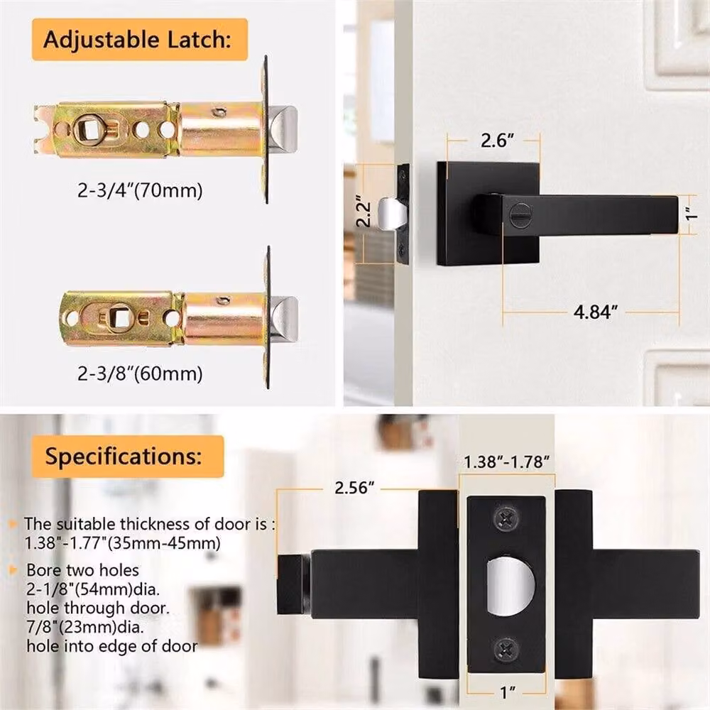 Nordara Black Aluminium Alloy Internal Door Lever Lock Set with Privacy Handle and Keys – 3