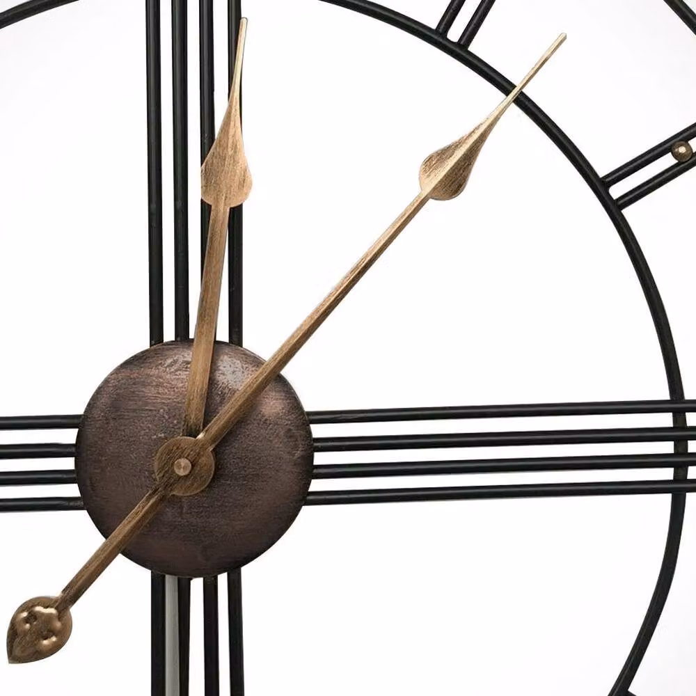 EONLION Black Round Metal Skeleton Wall Clock with Numerals, Diameter: 100 cm – 3
