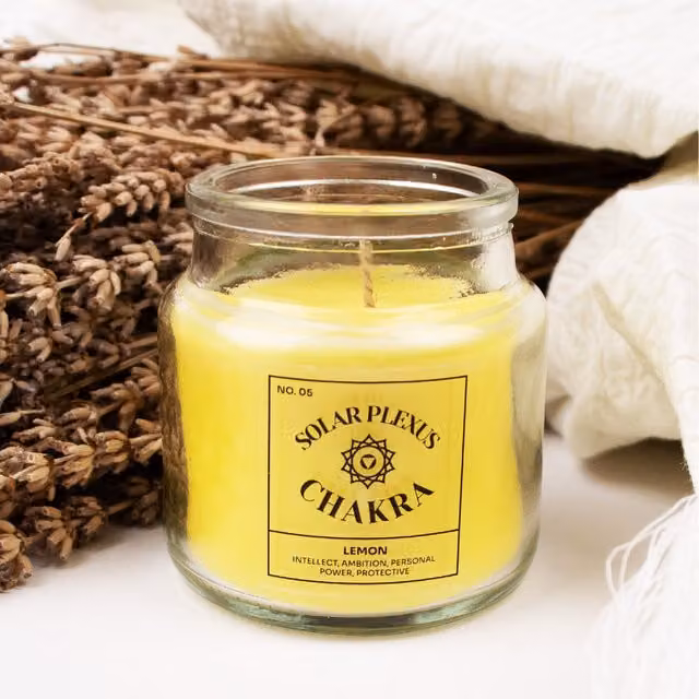 Myga Solar Chakra Scented Candle in Yellow with Fresh Fragrance