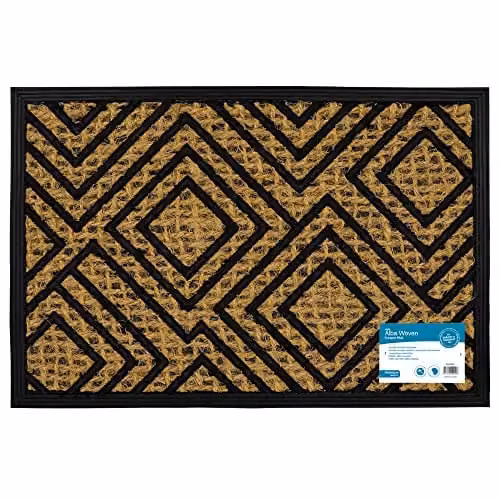 JVL Alba Woven Tuffscrape Doormat in Brown and Beige with Diamond Pattern, W: 40 cm, D: 60 cm – 1