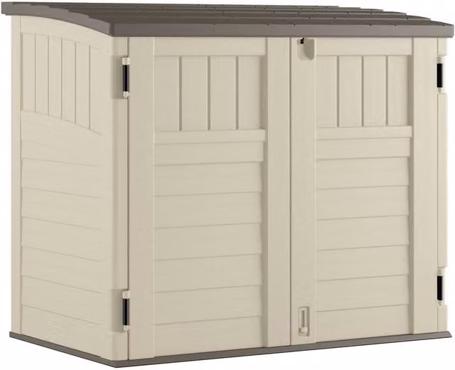 Rowlinsons Stow-Away Resin Bin Store in Beige and Grey, W: 135 cm, D: 83 cm, H: 116 cm
