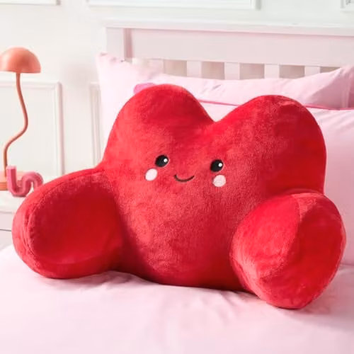 OHS Heart Cuddle Cushion in Red, Soft Teddy Fleece Reading Pillow for Adults, W/D/H: 73 x 49 x 38 cm – 1