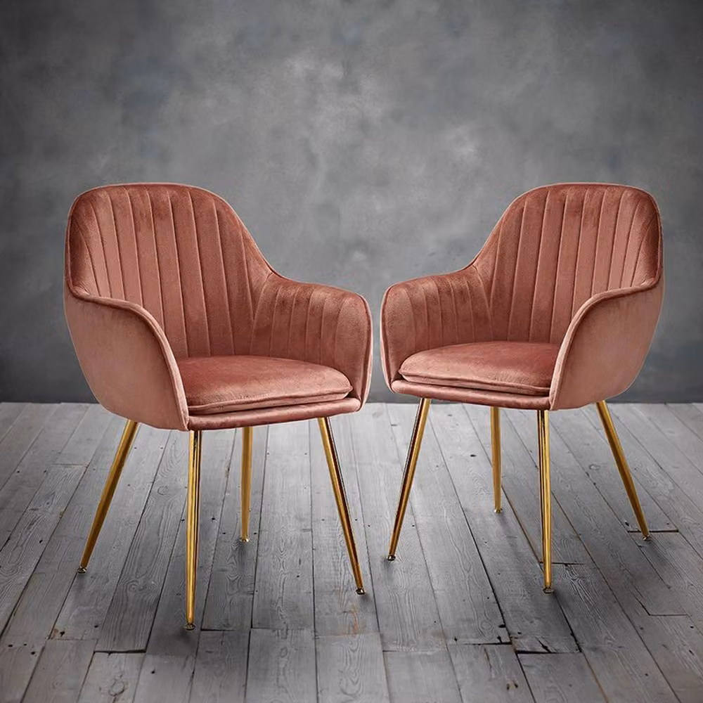 Lemon Pavilion Furniture Lara Dining Chair in Vintage Pink Velvet with Gold Legs – 2