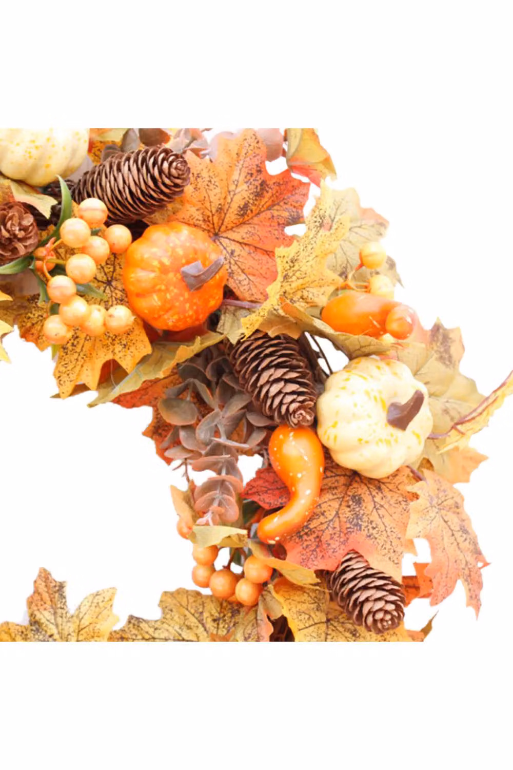 H&O Direct Orange Artificial Hanging Wreath for Halloween and Autumn Decor, Diameter: 50 cm – 4