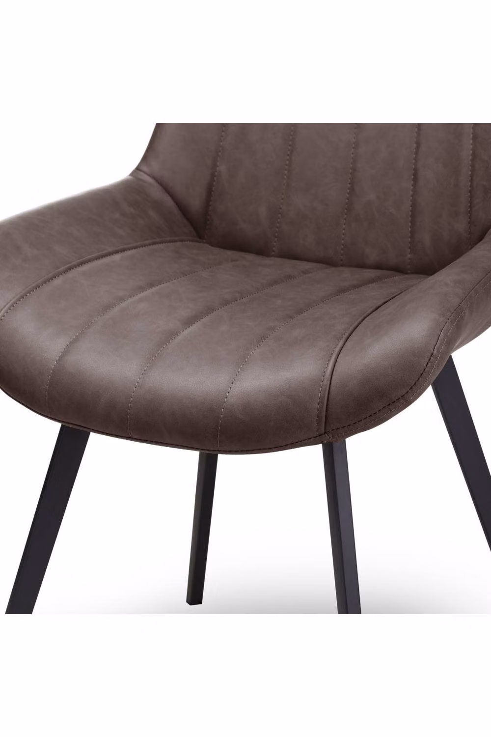 KDMD Malmo Channel Stitched Dining Chair in Coffee Brown with Black Metal Legs – 4