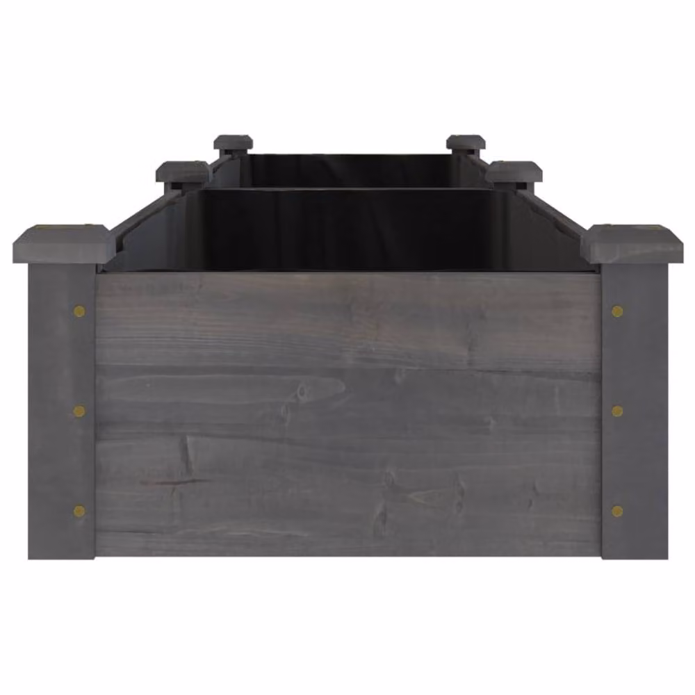Berkfield Home Garden Grey Wooden Raised Bed with Liner, W: 240 cm, D: 45 cm, H: 25 cm – 3
