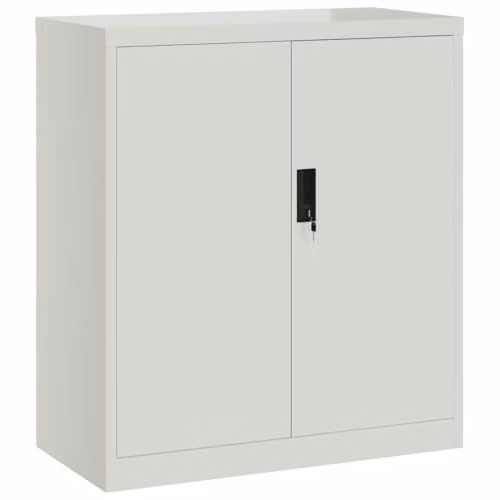 vidaXL Metal File Cabinet in Grey with Hinged Doors and Lock, W/D/H: 79 x 40 x 90 cm