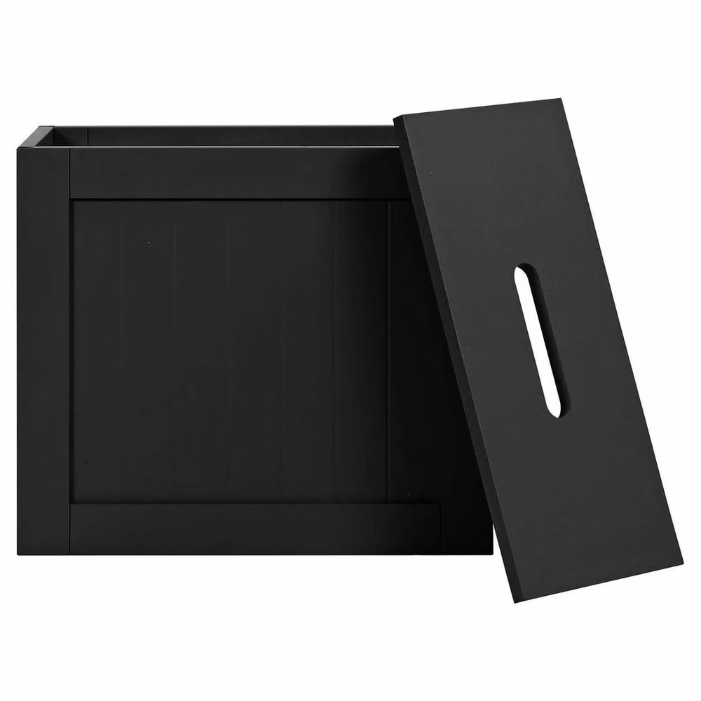 PAWNORA Black Wooden Slimline Bathroom Storage Unit and Laundry Tidy Box – 2