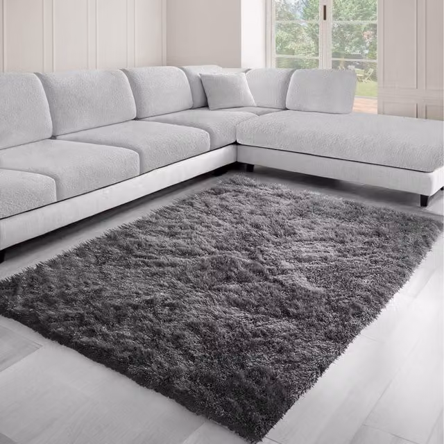 Homerepublic Dream Shaggy High Pile Area Rug, Grey, W: 60 cm x L: 110 cm