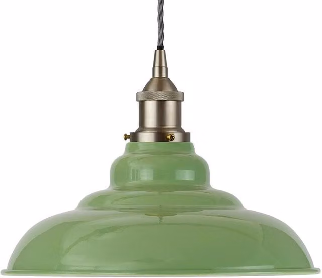 SE Home St Edmund's Pendant Light in Mint Green and Grey with Brushed Chrome Metal Dome