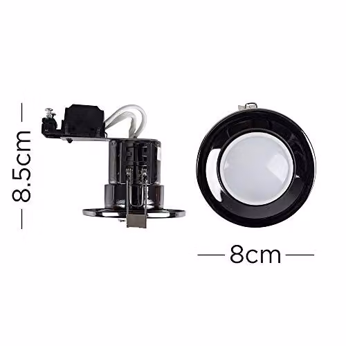 ValueLights Pack of 6 Black Chrome GU10 Recessed Fire Rated Downlights with Warm White LED Bulbs – 2