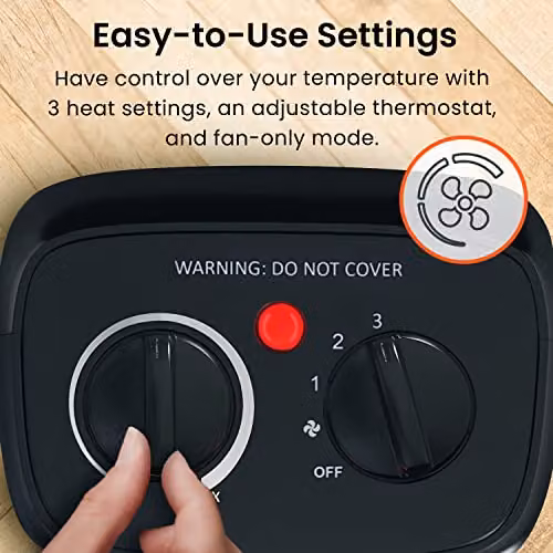 Pro Breeze 2000W Mini Ceramic Fan Heater in Black – 4