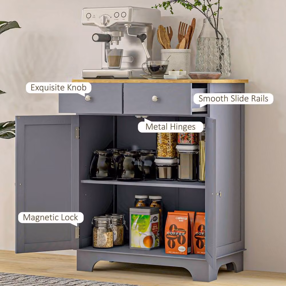 STILVORA Grey Kitchen Cabinet with Internal Drawers, Shelves and Hinged Doors, W/D/H: 85.0 x 40.3 x 68.0 cm – 4