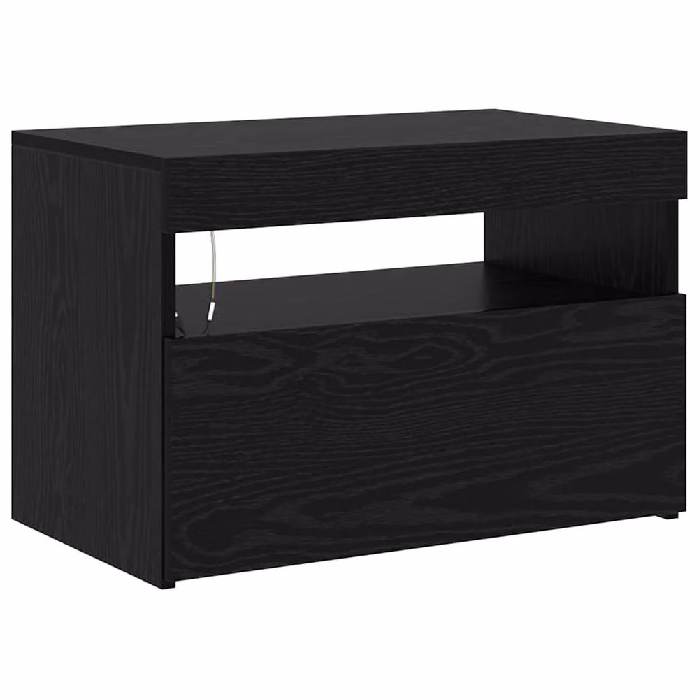 Berkfield Home Set of 2 Modern Black Oak TV Cabinets with LED Lights in Matt Engineered Wood – 5
