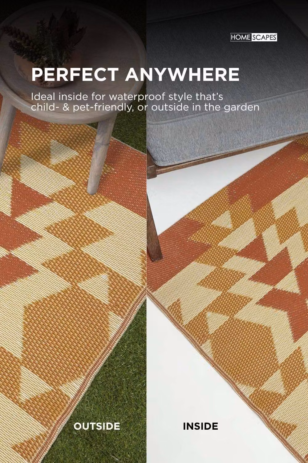 Homescapes Anya Aztec Luxury Outdoor Rug, Orange and Red, W: 120 cm, D: 180 cm – 4