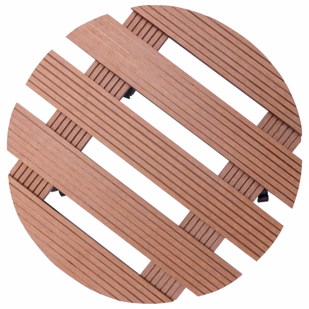 Berkfield Home Plant Trolleys, 4 Piece Set, Brown, WPC, W/D/H: 30 x 30 x 7.5 cm – 3