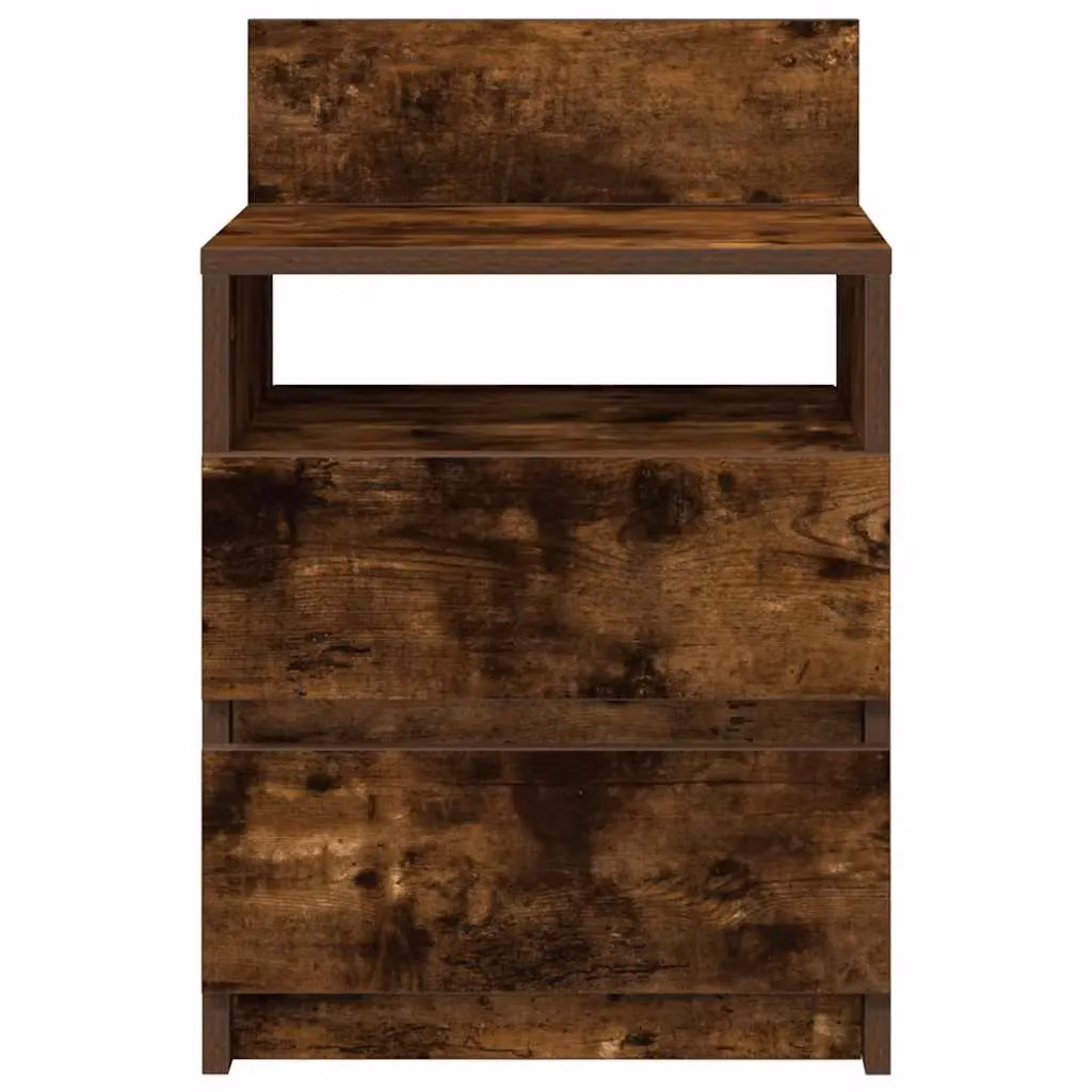 Berkfield Home Set of 2 Bedside Cabinets with 2 Drawers in Smoked Oak Brown, W: 40 cm, D: 33 cm, H: 60 cm – 3