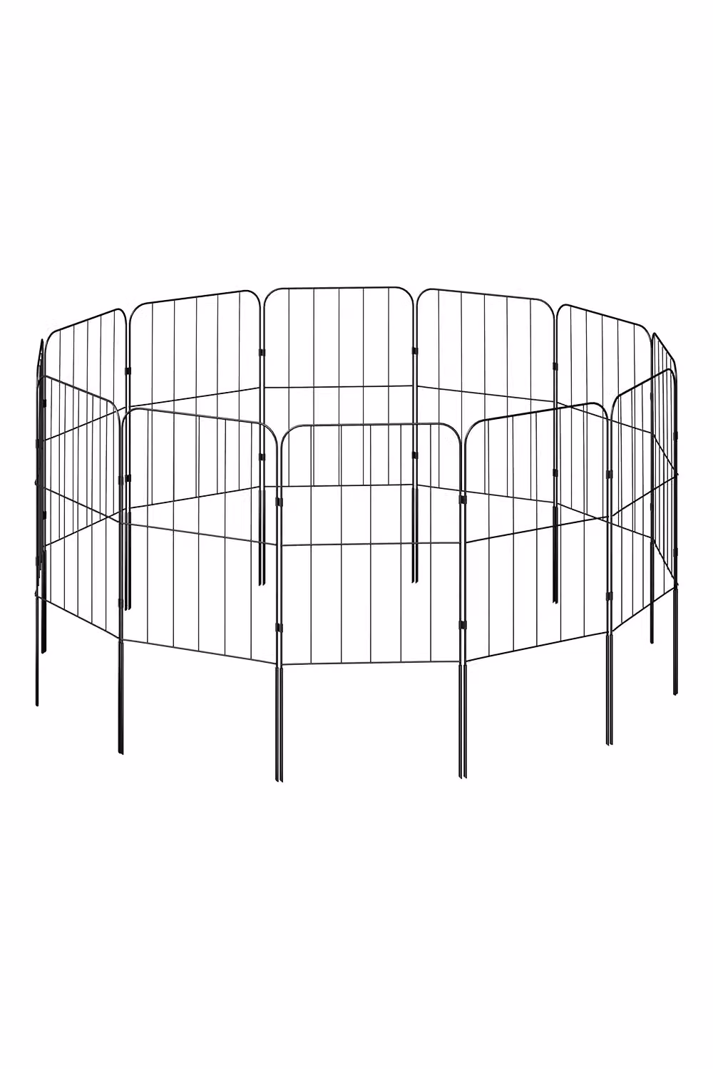 Living and Home 25-Panel Metal Garden Edging Fence in Black, W/H: 31 x 61 cm – 3