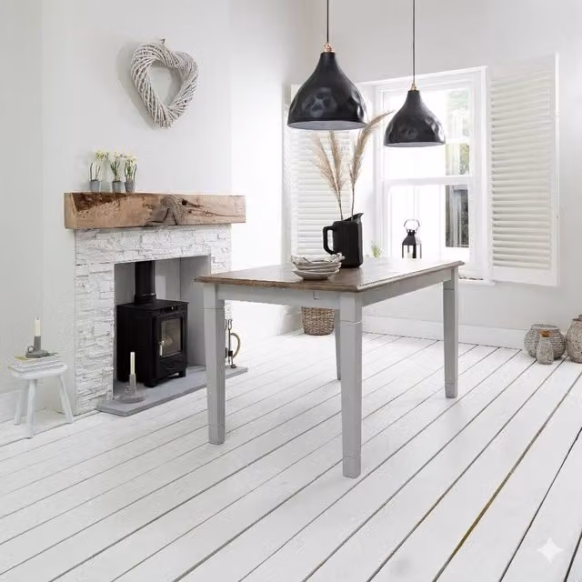 Nöa and Nani Canterbury Rectangular Dining Table in Grey and Dark Pine