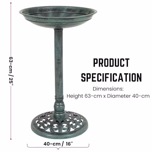 Samuel ALEXANDER Grey Resin Garden Bird Table and Bird Bath with Planter, H 63 cm x W 40 cm x D 40 cm – 3