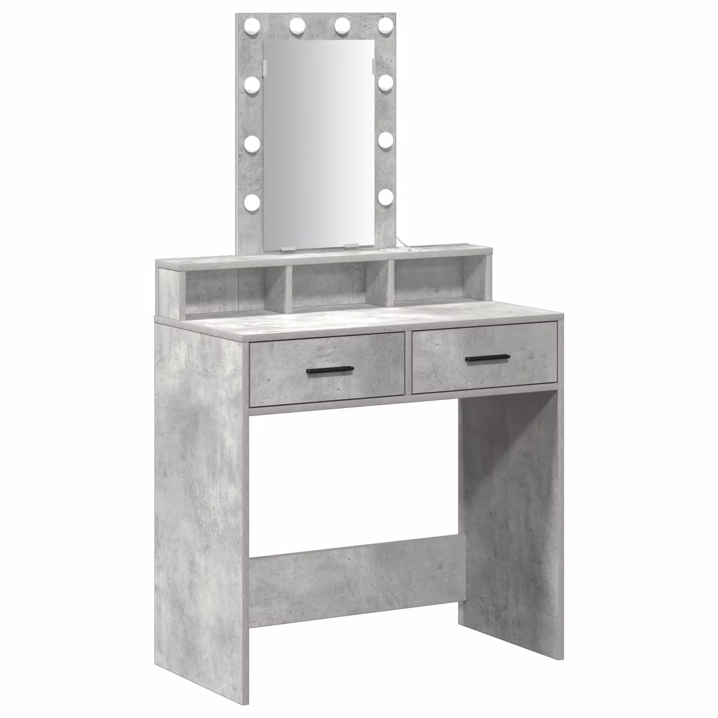 Berkfield Home Modern Makeup Table with Hollywood LED Lights in Concrete Grey, W/D/H: 79 x 41 x 140 cm – 2