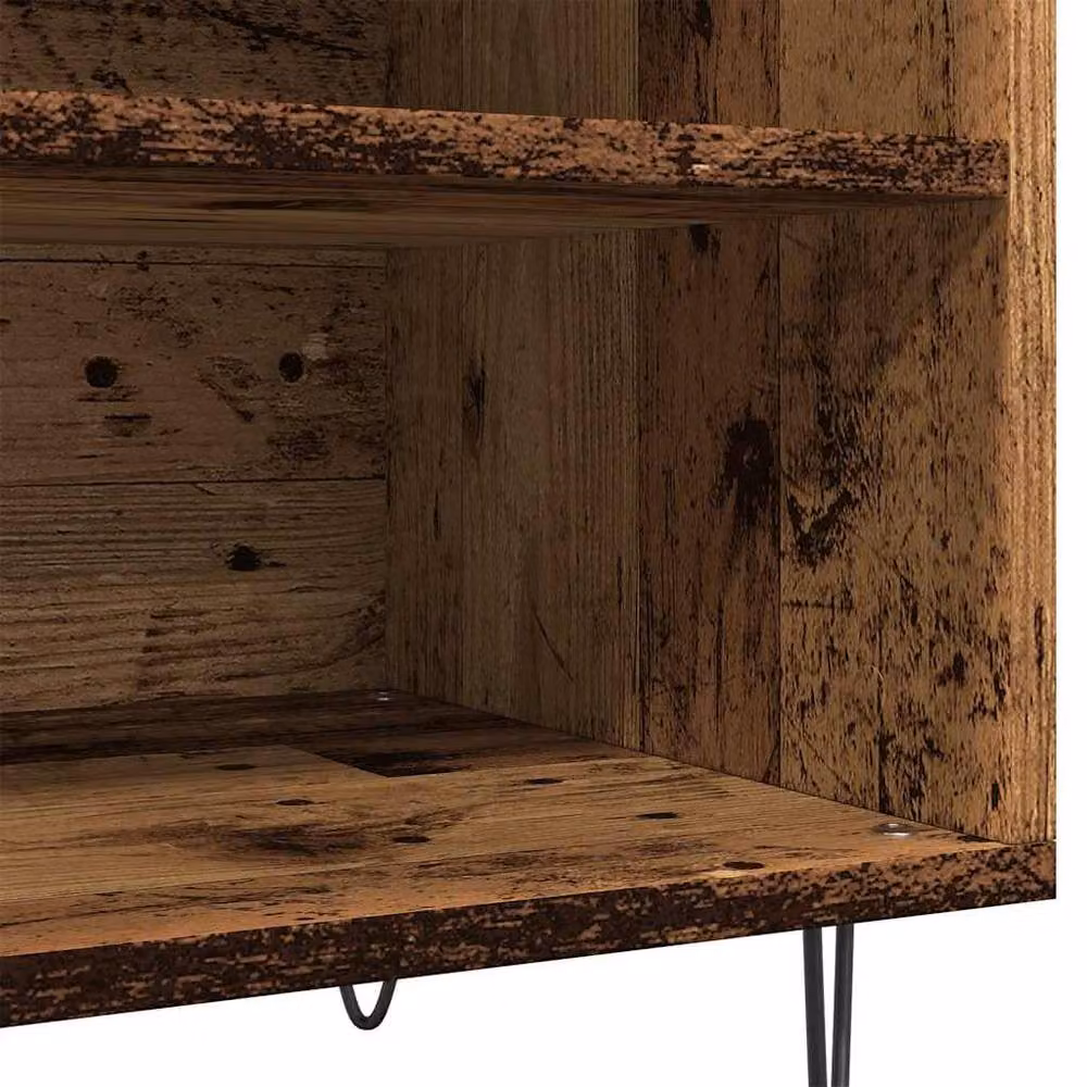 Berkfield Home Record Cabinet in Brown Old Wood, W/D/H: 84.5 x 38 x 48 cm – 4