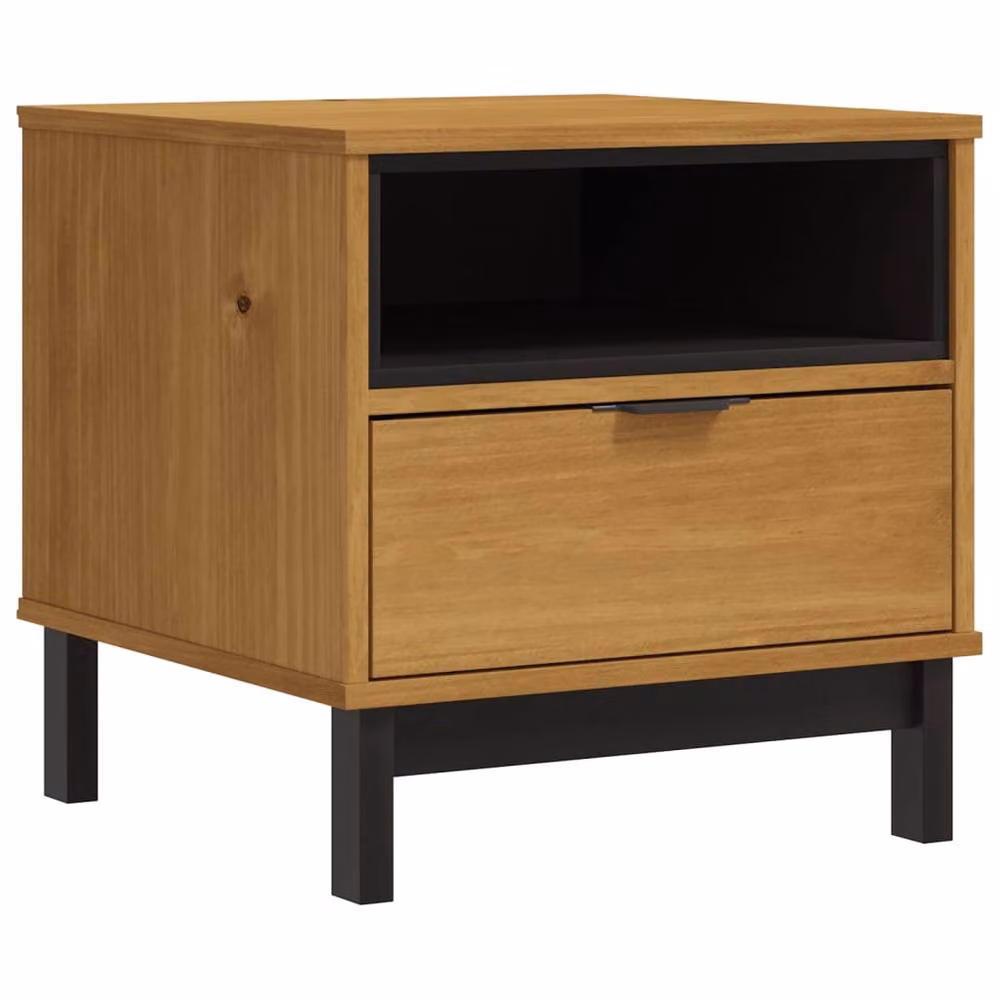 Berkfield Home FLAM Side Table in Brown Solid Pine Wood, W/D/H: 50 x 50 x 50 cm – 3