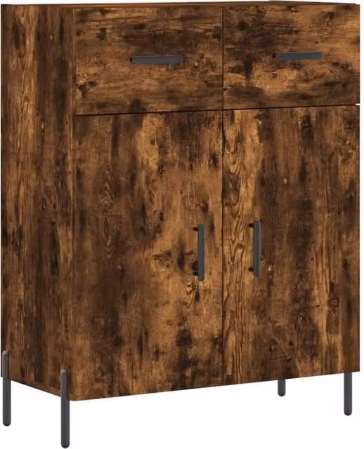Berkfield Home Modern Smoked Oak Sideboard in Brown, W/D/H: 69.5 x 34 x 90 cm