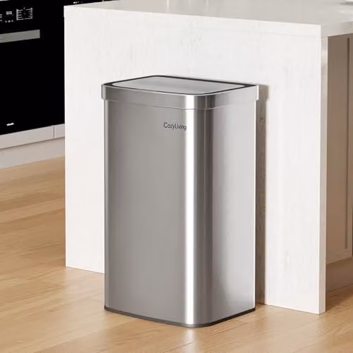 CozyLiving Automatic Motion Sensor Kitchen Bin with Soft Close Lid in Silver, 65.5 x 39.0 x 29.5 cm – 2