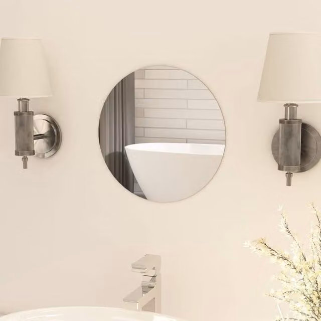 Berkfield Home Round Frameless Glass Wall Mirror in Silver, Diameter: 30 cm