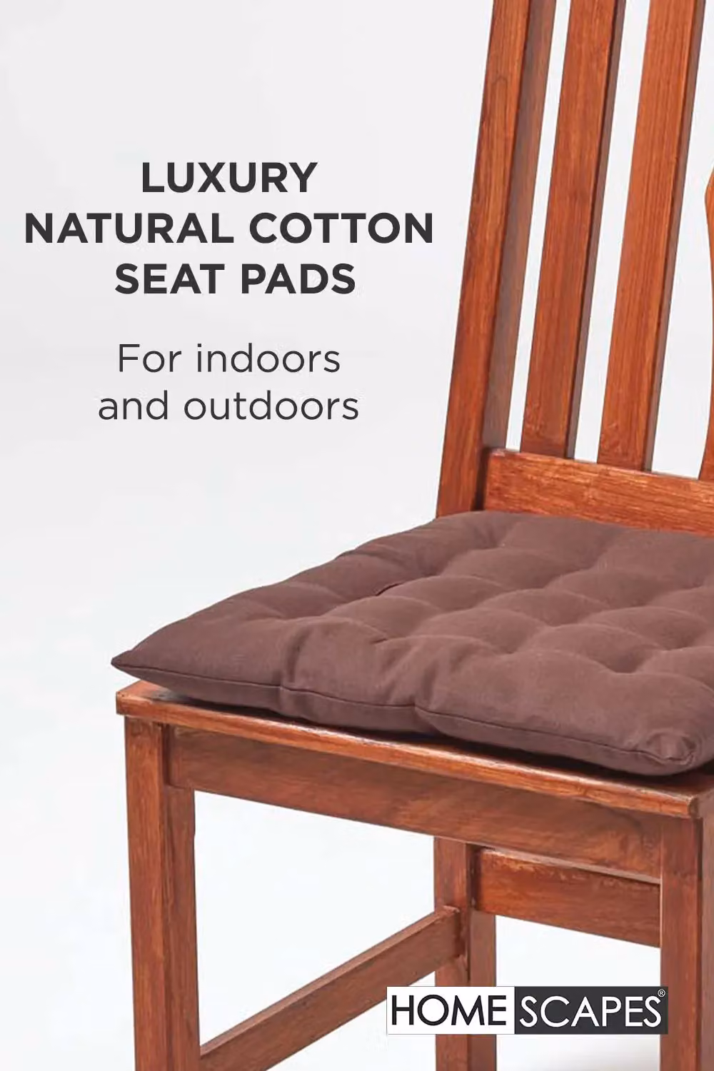 Homescapes Set of 4 Brown Quilted Cotton Seat Pads, W/D/H: 40 x 40 x 6.5 cm – 2