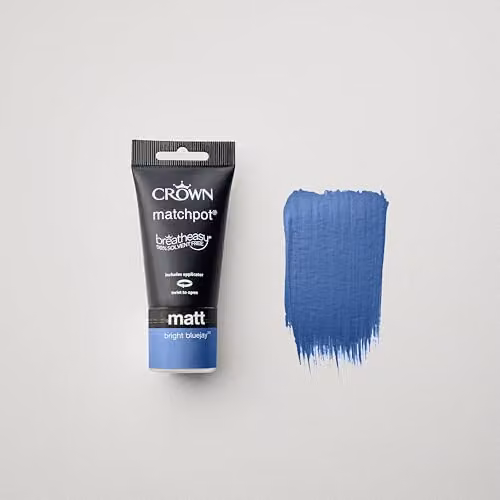 Crown Walls & Ceilings Blue Matt Water Based Paint Tester Sample 40ml – 4