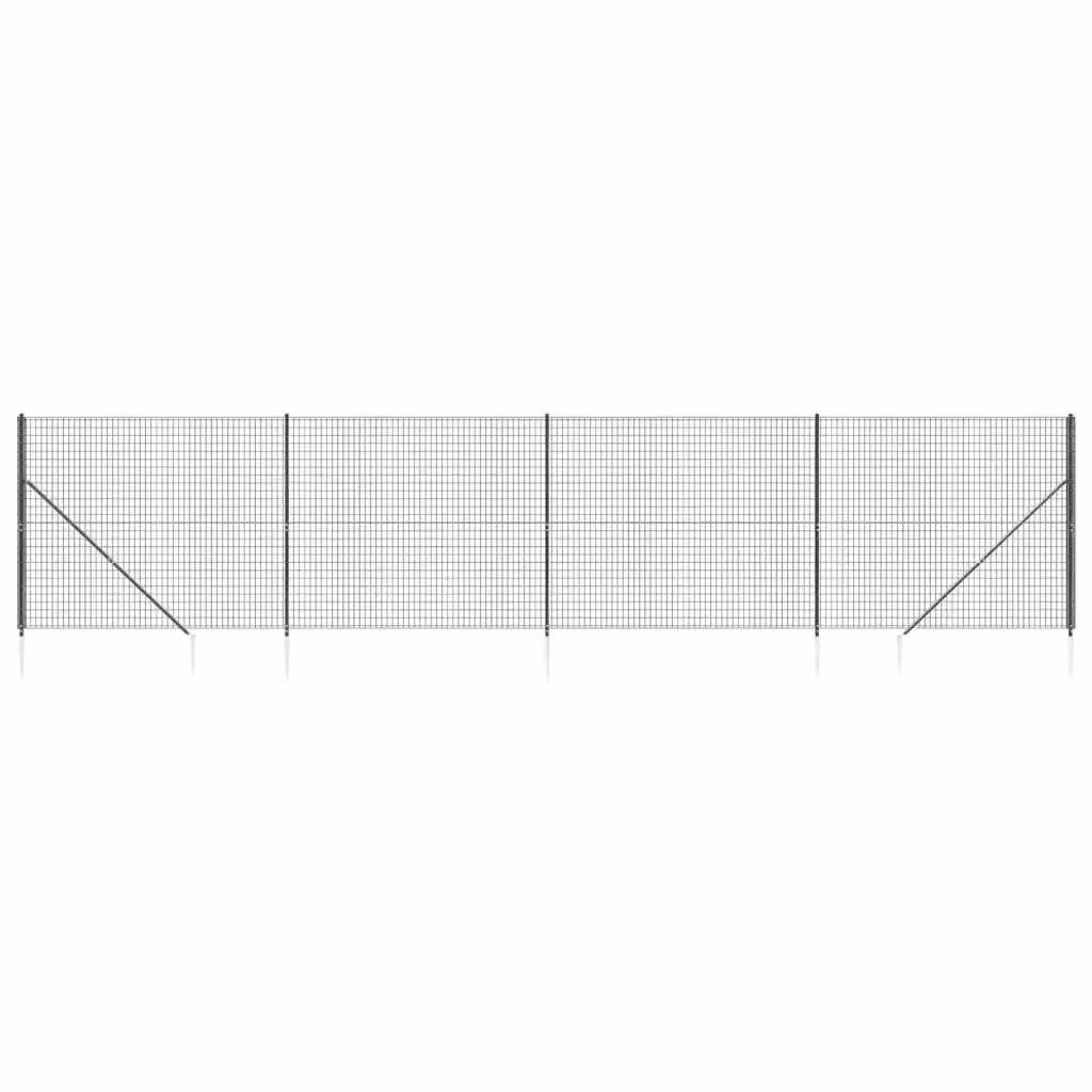 Berkfield Home PVC-Coated Steel Wire Mesh Fence with Spike Anchors, Anthracite and Black, H: 140 cm, W: 10 m – 2