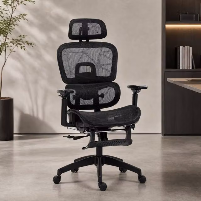 STILVORA Black Fabric Task Chair with Headrest and Armrests