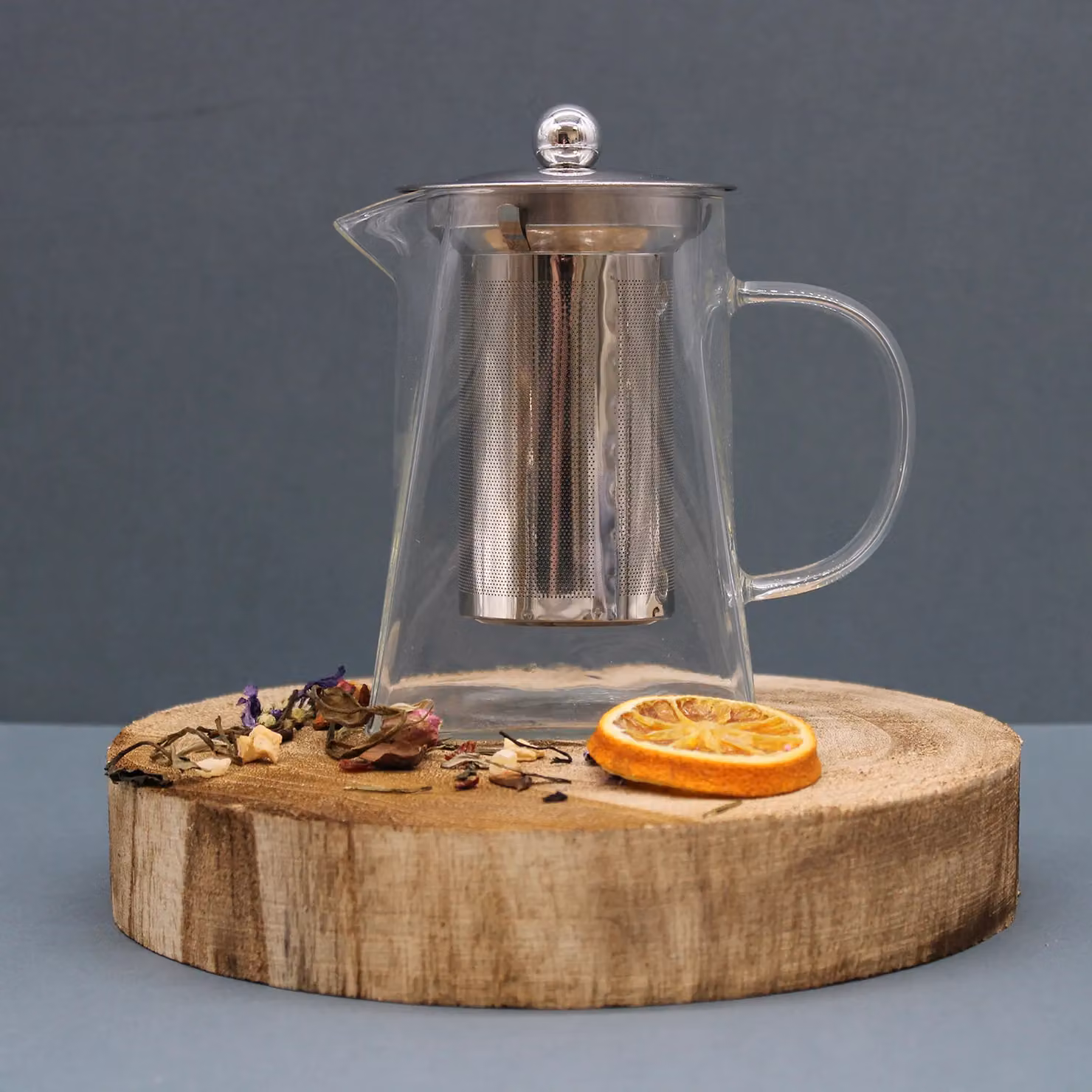 KDMD White Glass Infuser Teapot with Stainless Steel Tower Shape, 0.75 l – 2