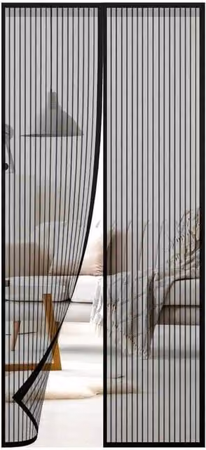 FLAVORA Magnetic Mesh Curtain Door in Black, W: 90 cm, H: 210 cm – 1