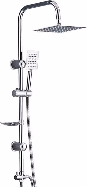 SPETLEK Silver Rain Shower Head and Handheld System Faucet Set with Wall Bar