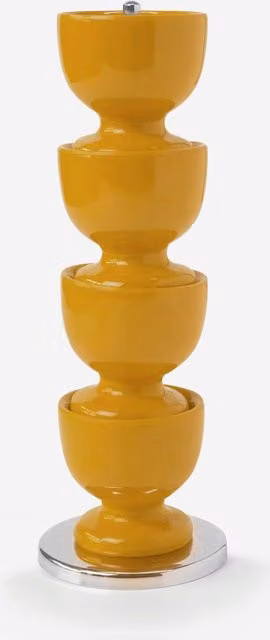 Zeal Stack and Store Egg Cup Set of 4 with Chrome Stand in Yellow Melamine