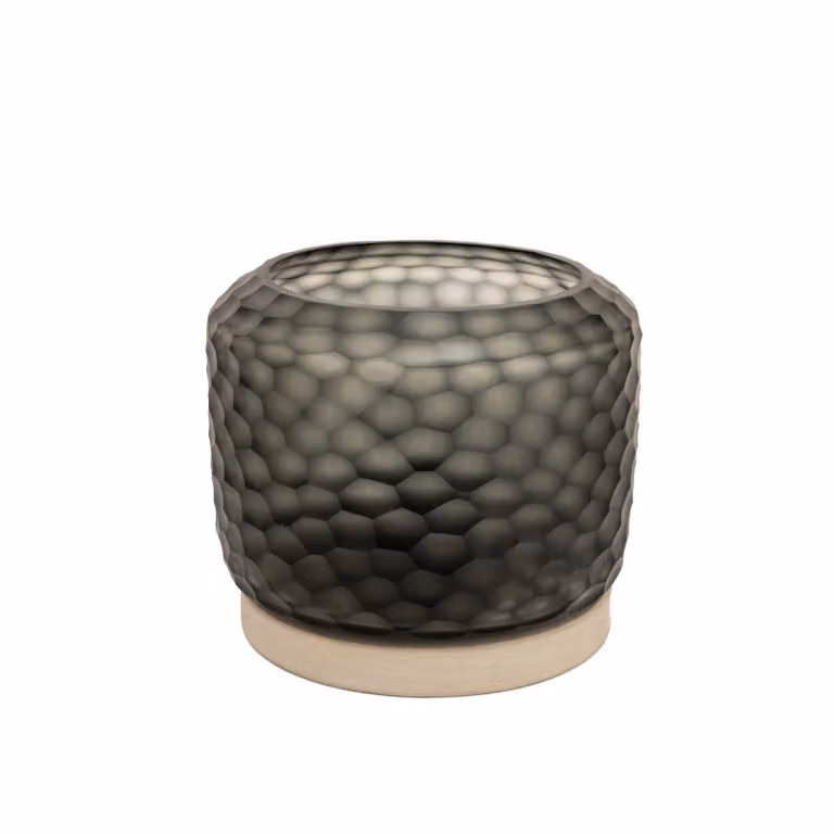 Dome Deco FOGO Hurricane S Grey Geometric Glass Tabletop Candle Holder for Tealights and Pillar Candles