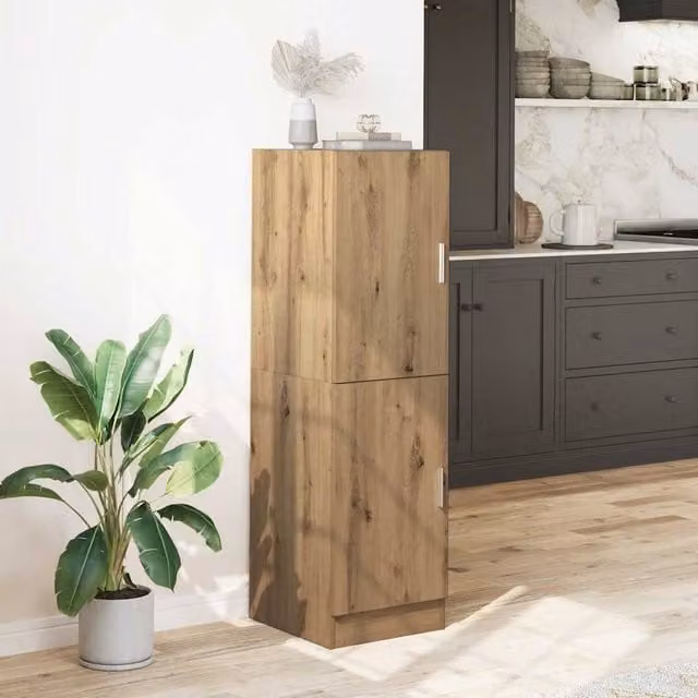 Berkfield Home Artisan Oak Kitchen Cabinet in Brown, W/D/H: 38 x 41.5 x 131.5 cm