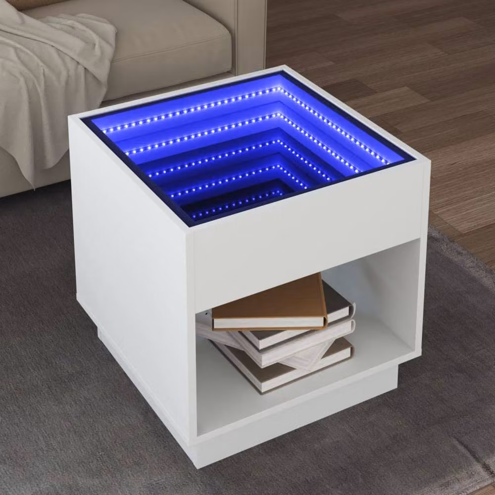Berkfield Home Infinity LED Coffee Table in White, W/D/H: 50 x 50 x 50 cm – 2