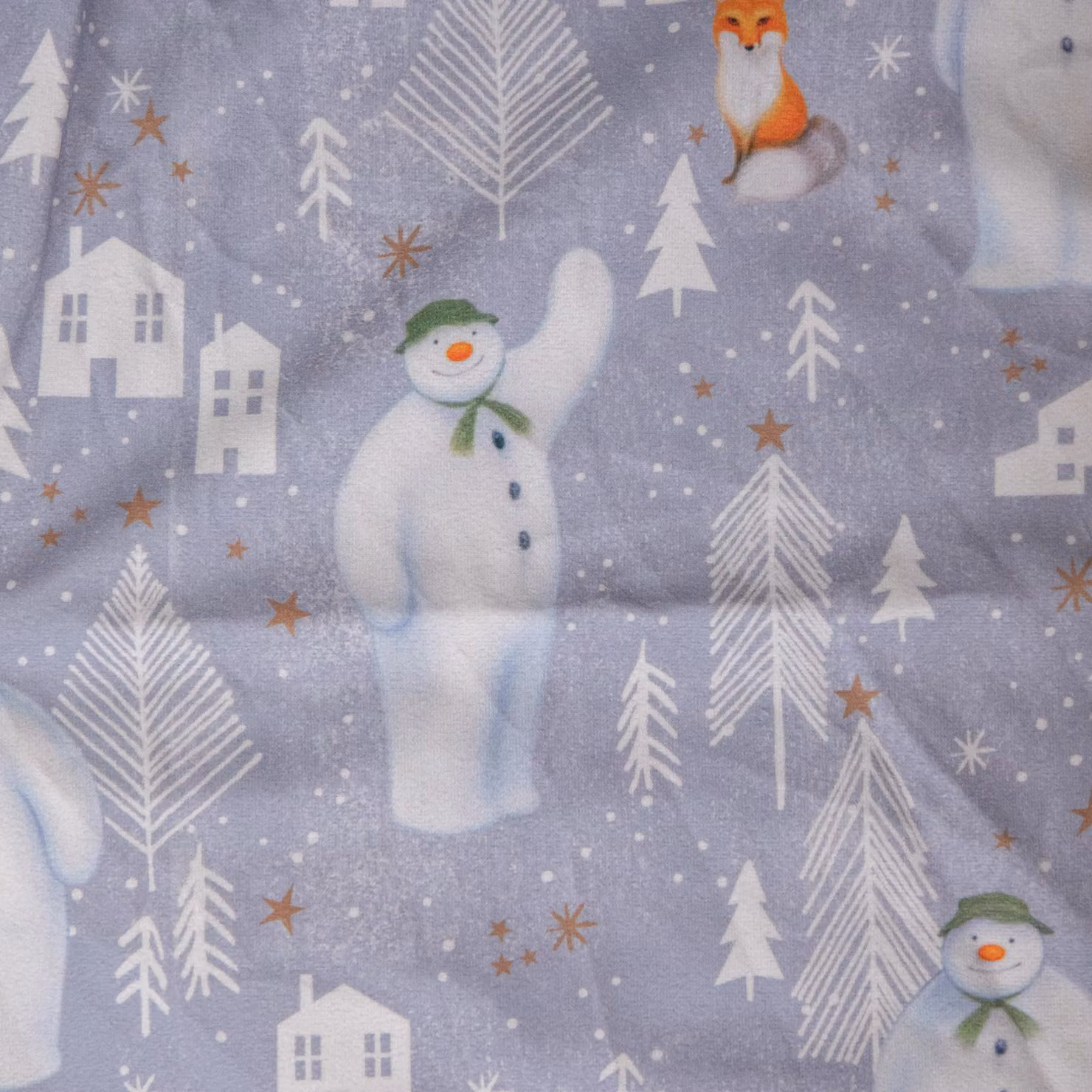 Samuel Alexander The Snowman USB LED Fabric Christmas Tree Skirt in Grey, 90cm – 4