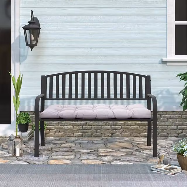 Livingandhome Waterproof Outdoor Bench Cushion in Grey, 130 cm