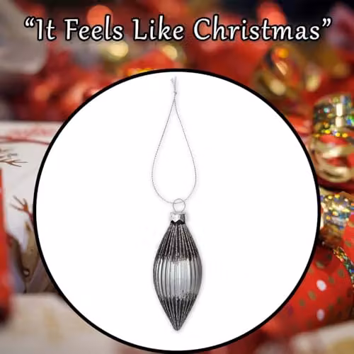 VFM e-Store Silver Oval Glass Christmas Hanging Bauble Decoration H 15 cm x W 7 cm – 6