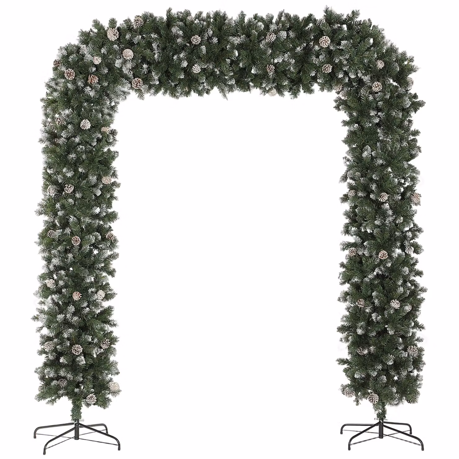 HOMCOM Snow Frosted Christmas Tree Arch Doorway Decor in Green – 2