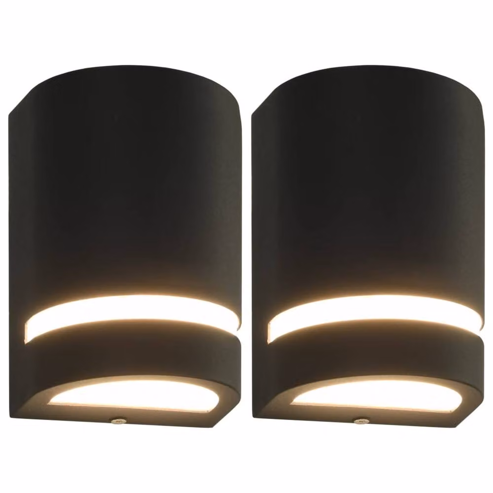 Berkfield Home Black Outdoor Wall Lights, 2 Piece Set, Modern Aluminium Half-Round Downlights for Garden and Step Lighting, IP44 Rated – 2
