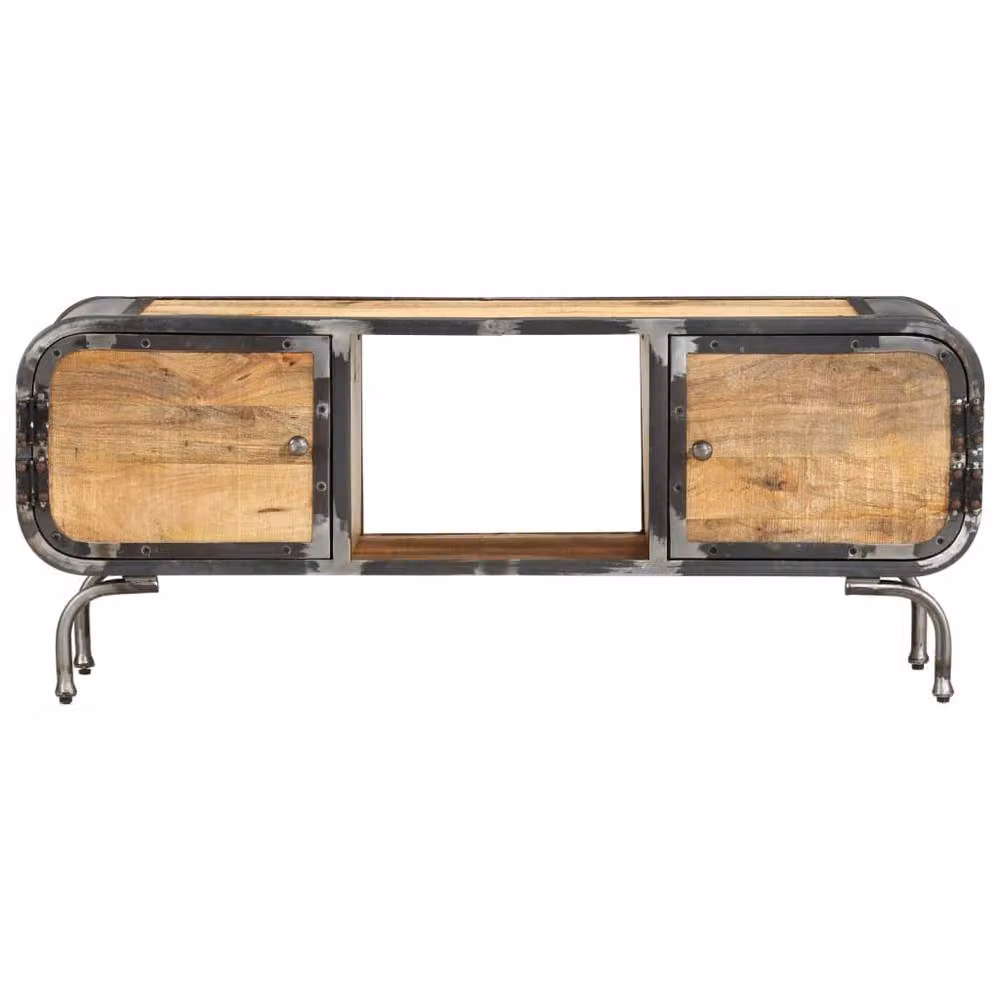 Berkfield Home Industrial Mango Wood TV Cabinet in Brown, W/D/H: 110 x 30 x 42 cm – 2