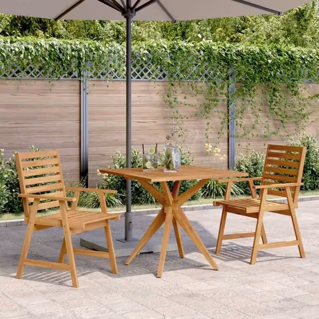 Berkfield Home 3 Piece Rustic Acacia Wood Garden Dining Set in Brown – 1