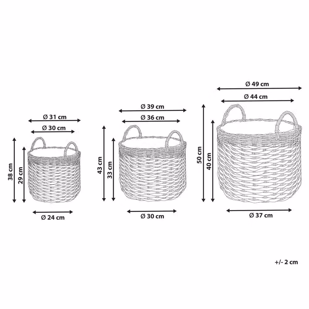 Wyld and Coco Set of 3 Grey and White PE Rattan Plant Baskets with Lining – 3