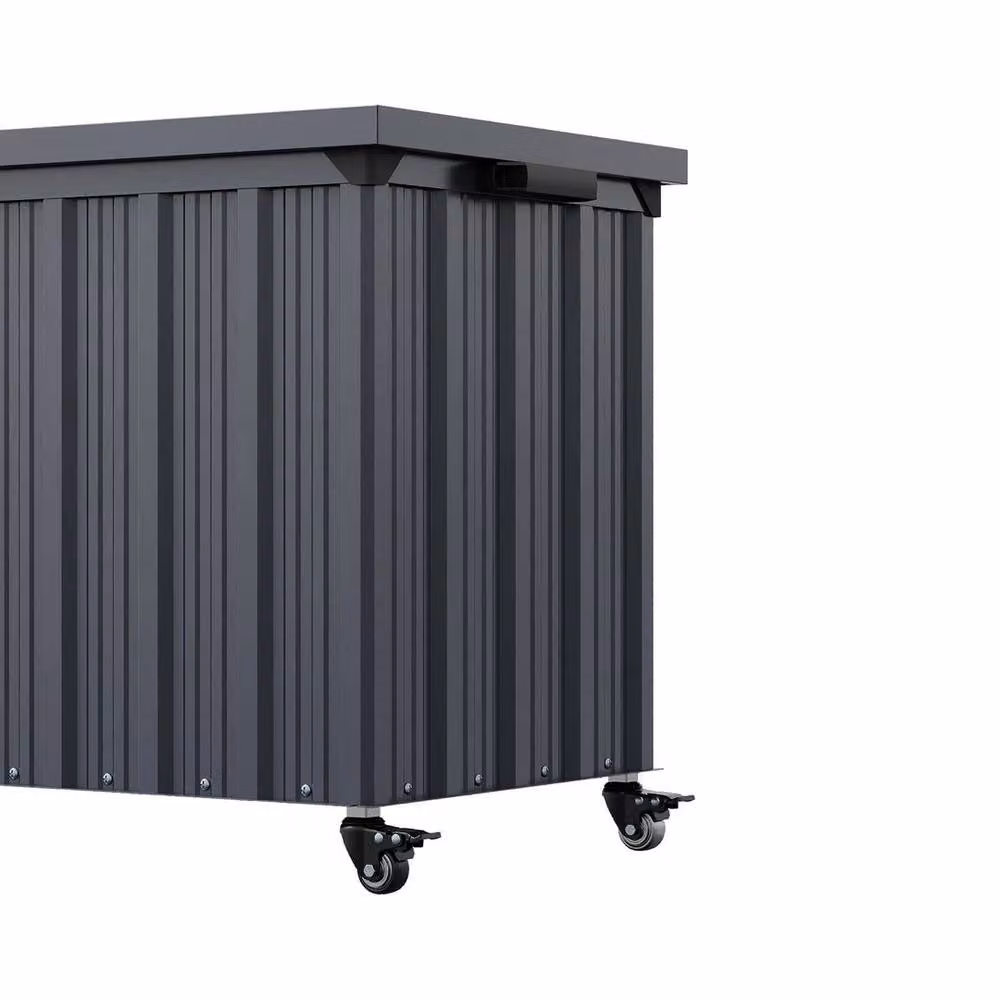 FORGEVIO 550L Large Lockable Metal Garden Storage Box in Dark Grey – 6
